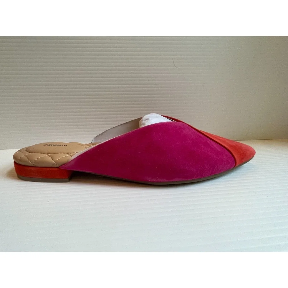 Birdies The Swan Slides Flats in Fruit Punch Leather Pointed Toe Mule 6 NIB